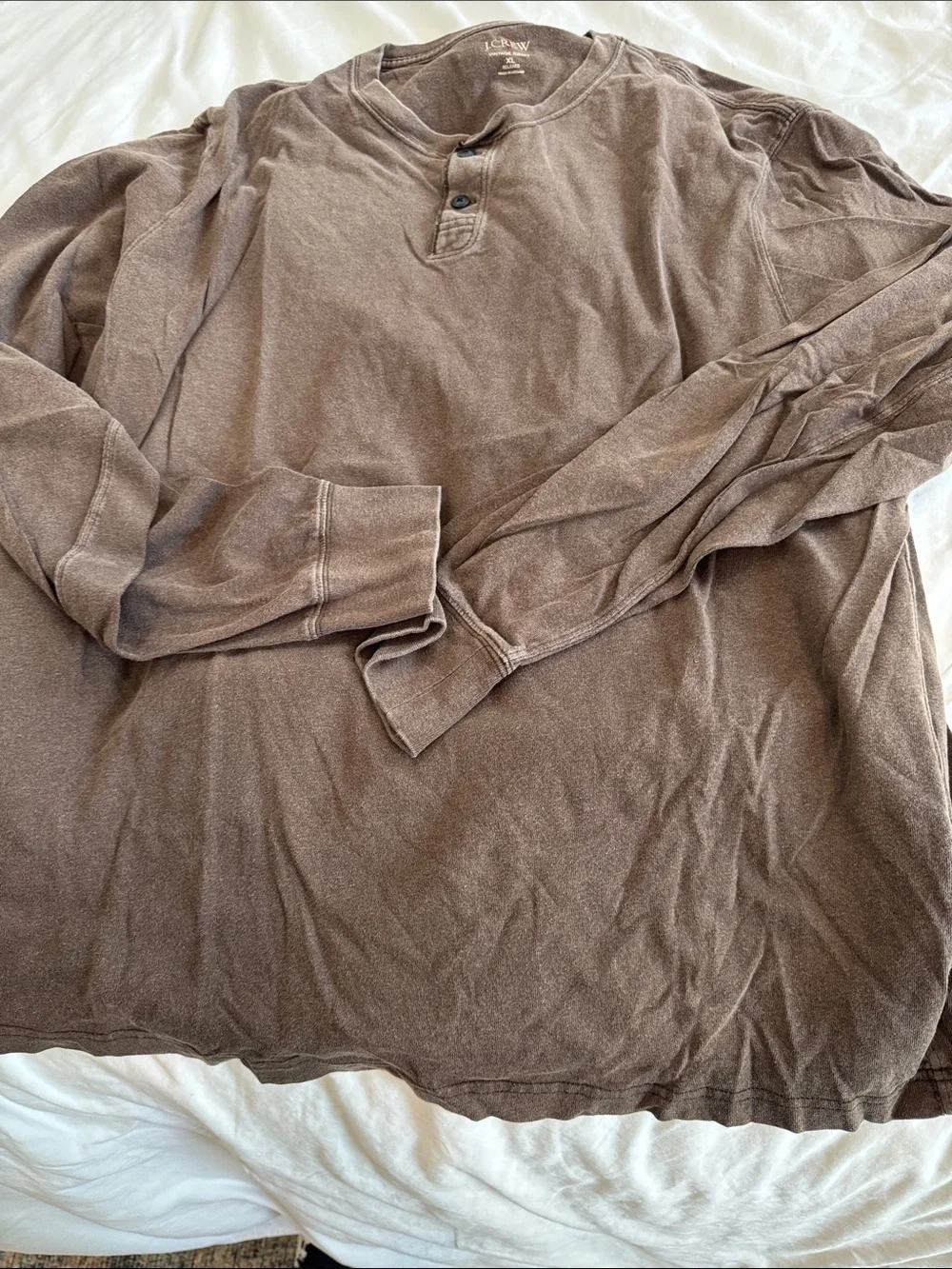 J. Crew Men's Washed Brown Long-Sleeve Henley